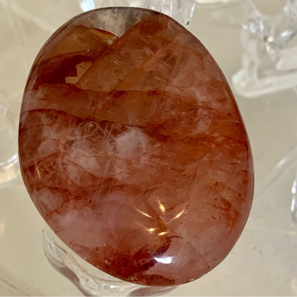 2" RED FIRE QUARTZ Hematoid Crystal Polished Palm Stone Tumble Madagascar 73g - Picture 11 of 13